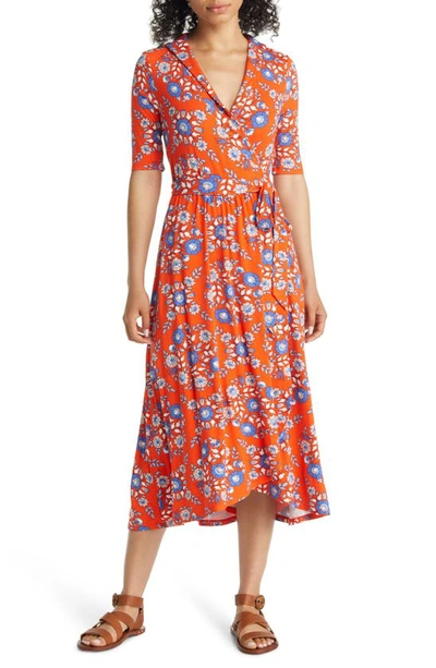 Boden Lavinia Jersey Wrap Dress In Papaya, Wildflower Prairie | ModeSens