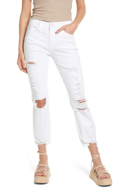 Shop Frame Le High Ankle Straight Leg Jeans In Blanc Destruct