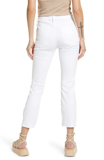 Shop Frame Le High Ankle Straight Leg Jeans In Blanc Destruct