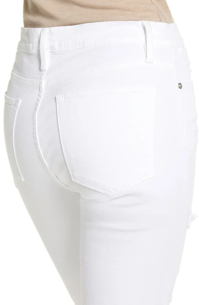 Shop Frame Le High Ankle Straight Leg Jeans In Blanc Destruct