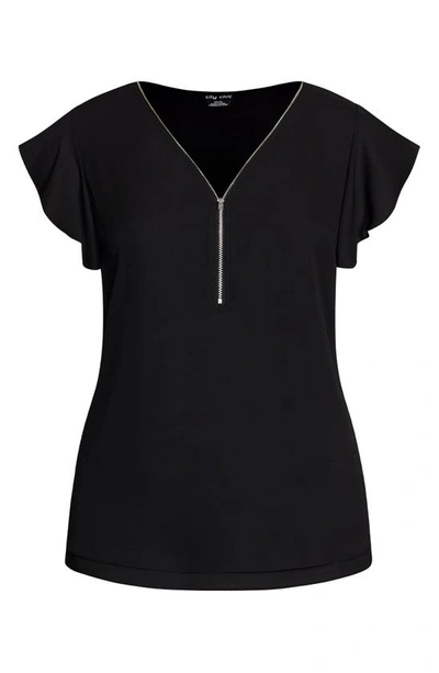 Shop City Chic Fling Half Zip Top In Black