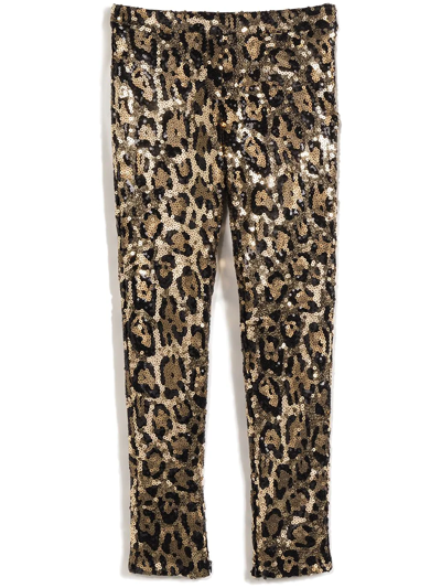 Shop Dolce & Gabbana Leopard-print Sequinned Leggings In Gold