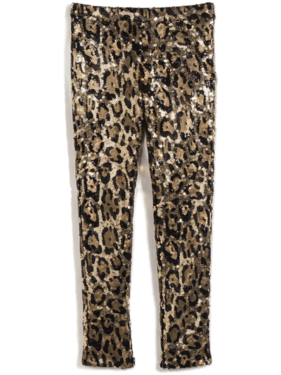 Dolce & Gabbana Sequin-embellished Leopard-print Leggings In Gold