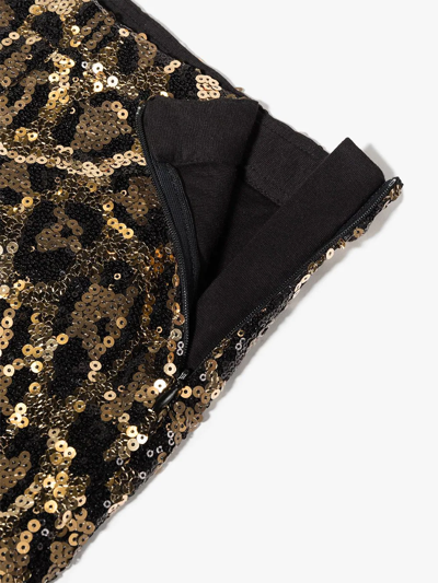 Shop Dolce & Gabbana Leopard-print Sequinned Leggings In Gold