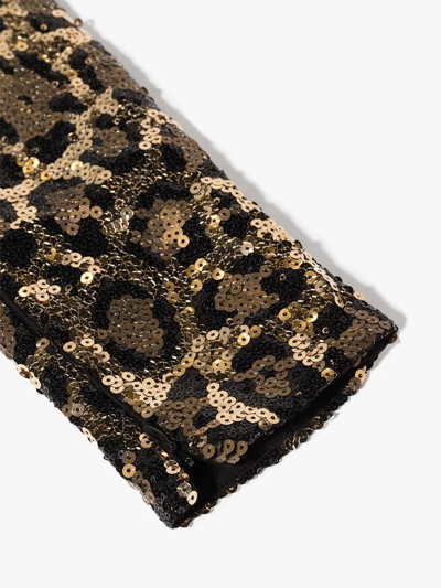 Shop Dolce & Gabbana Leopard-print Sequinned Leggings In Gold