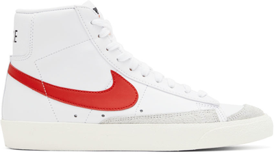 Shop Nike White Blazer Mid '77 Vintage High-top Sneakers In White/habanero Red-m