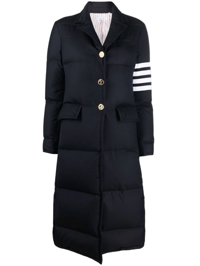 Shop Thom Browne Down-feather 4-bar Overcoat In Blue