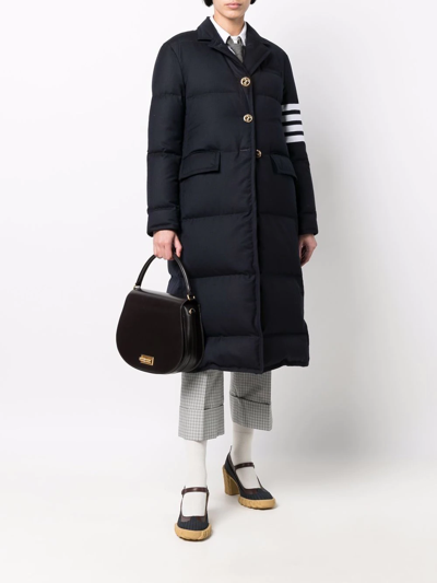 Shop Thom Browne Down-feather 4-bar Overcoat In Blue