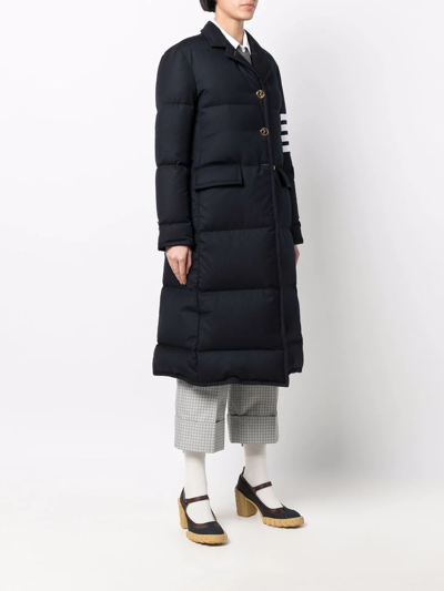 Shop Thom Browne Down-feather 4-bar Overcoat In Blue