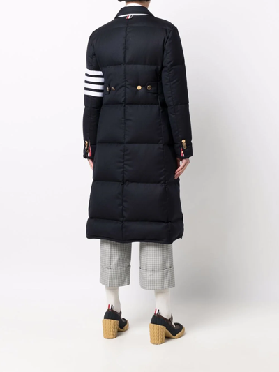 Shop Thom Browne Down-feather 4-bar Overcoat In Blue