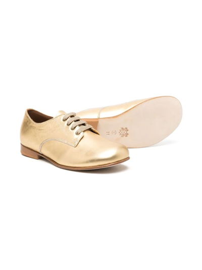 Shop Pèpè Metallic Lace-up Shoes In Gold