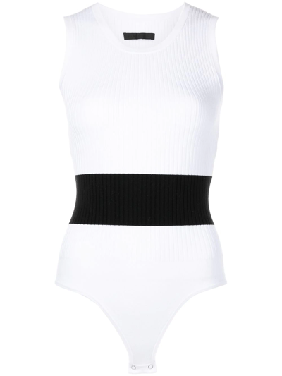 Shop Rta Ensely Two-tone Bodysuit In White