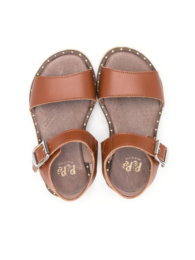 Shop Pèpè Open-toe Leather Sandals In Brown