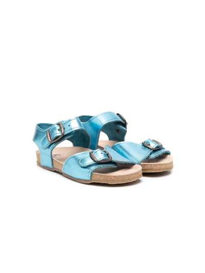 Shop Pèpè Metallic Buckle Sandals In Blue