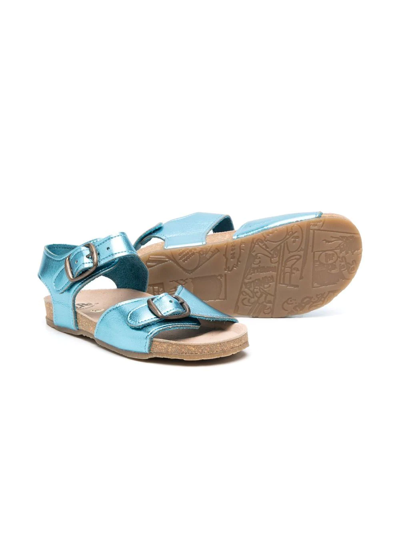 Pèpè Metallic Buckle Sandals In Blue
