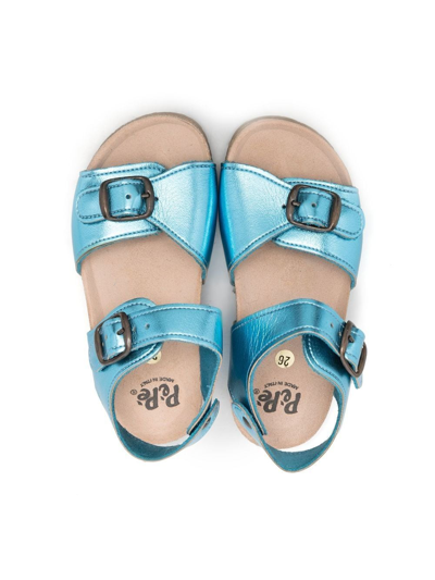 Shop Pèpè Metallic Buckle Sandals In Blue