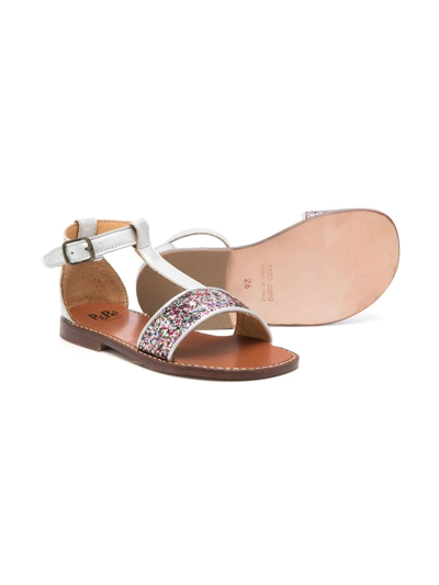Shop Pèpè Glitter-detail Open-toe Sandals In Metallic