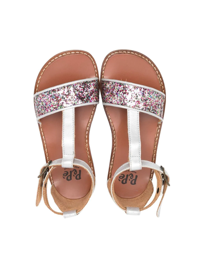 Shop Pèpè Glitter-detail Open-toe Sandals In Metallic