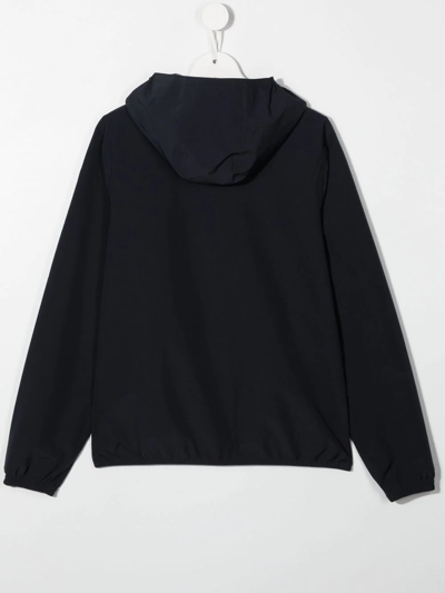 K-way Teen Logo Print Zip-up Jacket In Blue