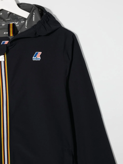 K-way Teen Logo Print Zip-up Jacket In Blue