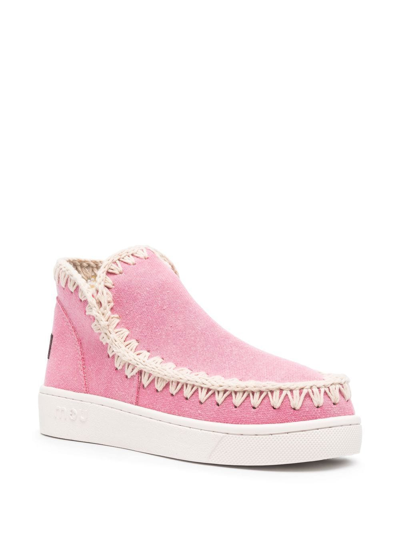 Shop Mou Eskimo Contrast-stitching Ankle Boots In Pink