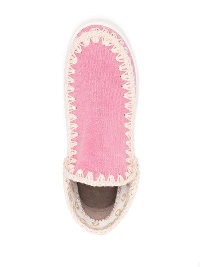 Mou Eskimo Contrast-stitching Ankle Boots In Pink