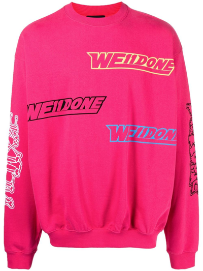 Shop We11 Done Logo-print Sweatshirt In Pink