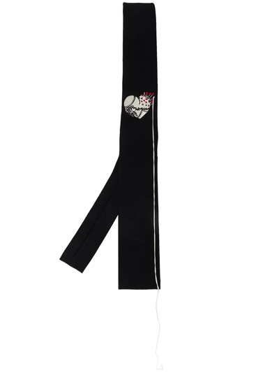Shop Yohji Yamamoto Tattoo-embroidered Wool Tie In Black