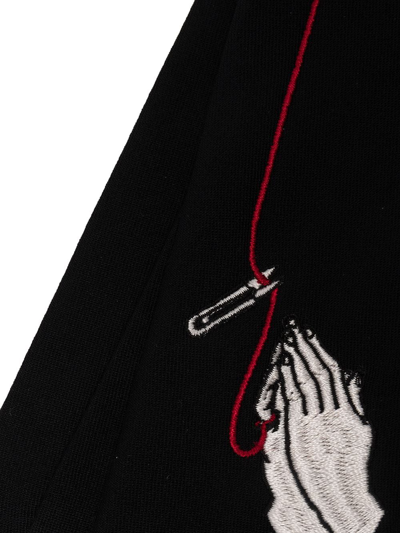 Shop Yohji Yamamoto Tattoo-embroidered Wool Tie In Black