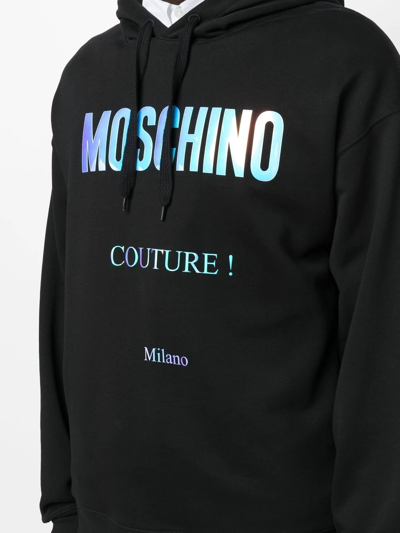 Shop Moschino Logo-print Cotton Hoodie In Black