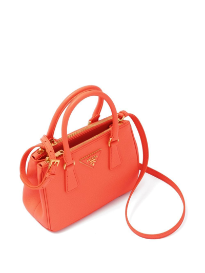 Shop Prada Galleria Leather Mini Bag In Orange