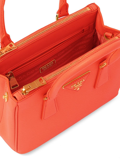 Shop Prada Galleria Leather Mini Bag In Orange