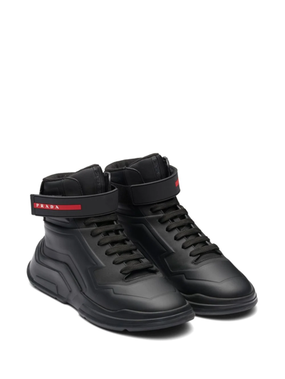 Shop Prada Polarius High-top Sneakers In Black