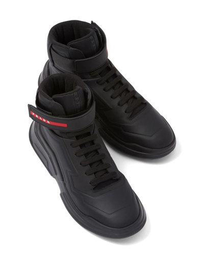 Shop Prada Polarius High-top Sneakers In Black