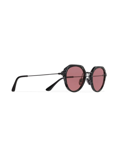 Shop Prada Round-frame Crack-detail Sunglasses In Black