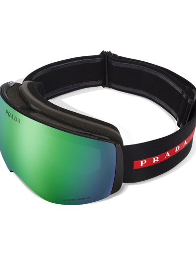 Shop Prada X Oakley Linea Rossa Ski Goggles In Green