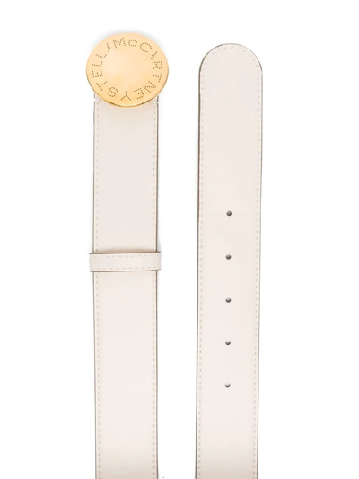 Stella Mccartney Logo Plaque Buckle Belt In Neutral