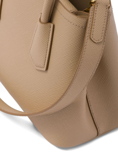 Shop Prada Double Saffiano Leather Tote Bag In Neutrals
