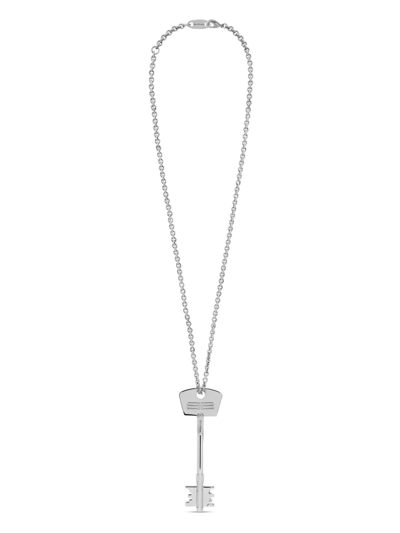 Shop Balenciaga Bb Key Necklace In Silver