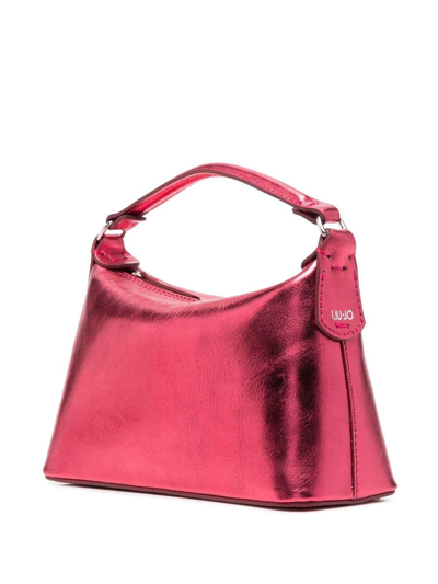 Shop Liu •jo Metallic-finish Tote Bag In Pink