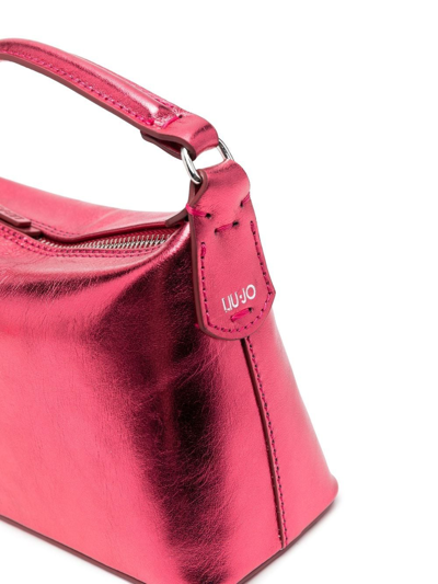 Shop Liu •jo Metallic-finish Tote Bag In Pink
