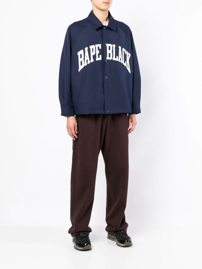 Shop Bape Black *a Bathing Ape® Logo-print Shirt Jacket In Blue