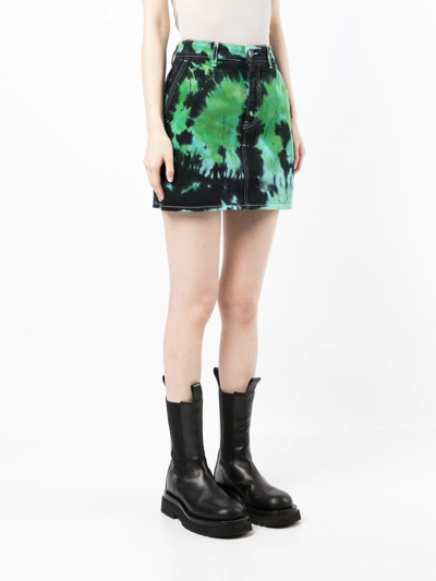Shop Ami Alexandre Mattiussi Tie Dye-print Denim Skirt In Black