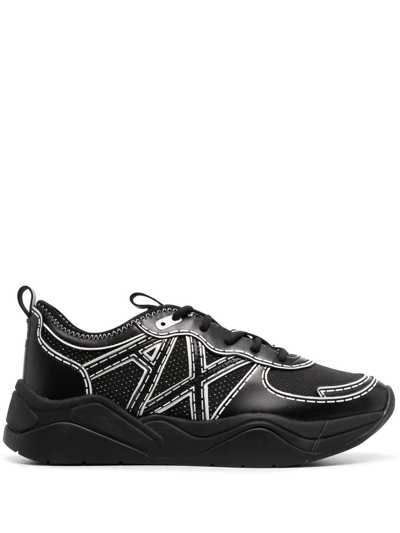 Shop Armani Exchange Two-tone Slip-on Sneakers In Black
