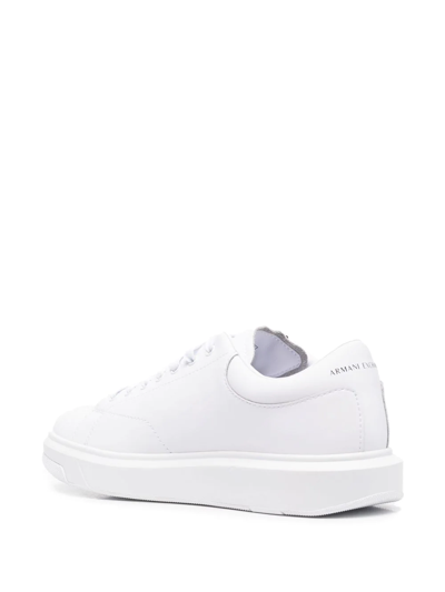 Shop Armani Exchange Leather Low-top Sneakers In White