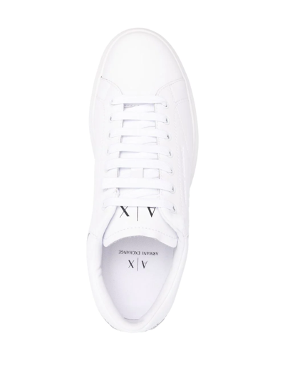 Shop Armani Exchange Leather Low-top Sneakers In White