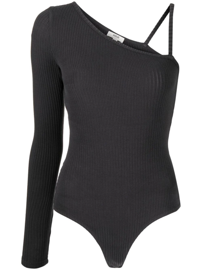 Shop Agolde One-shoulder Bodysuit In Grey