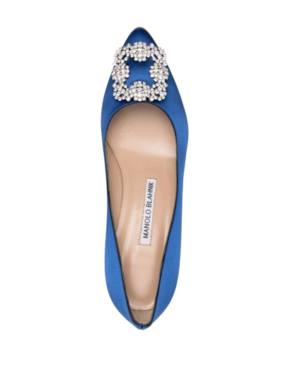 Shop Manolo Blahnik Hangisi 50mm Pumps In Blue