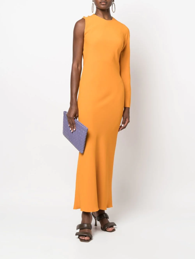 Shop Erika Cavallini One-shoulder Maxi Dress In Orange