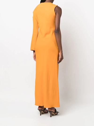 Shop Erika Cavallini One-shoulder Maxi Dress In Orange